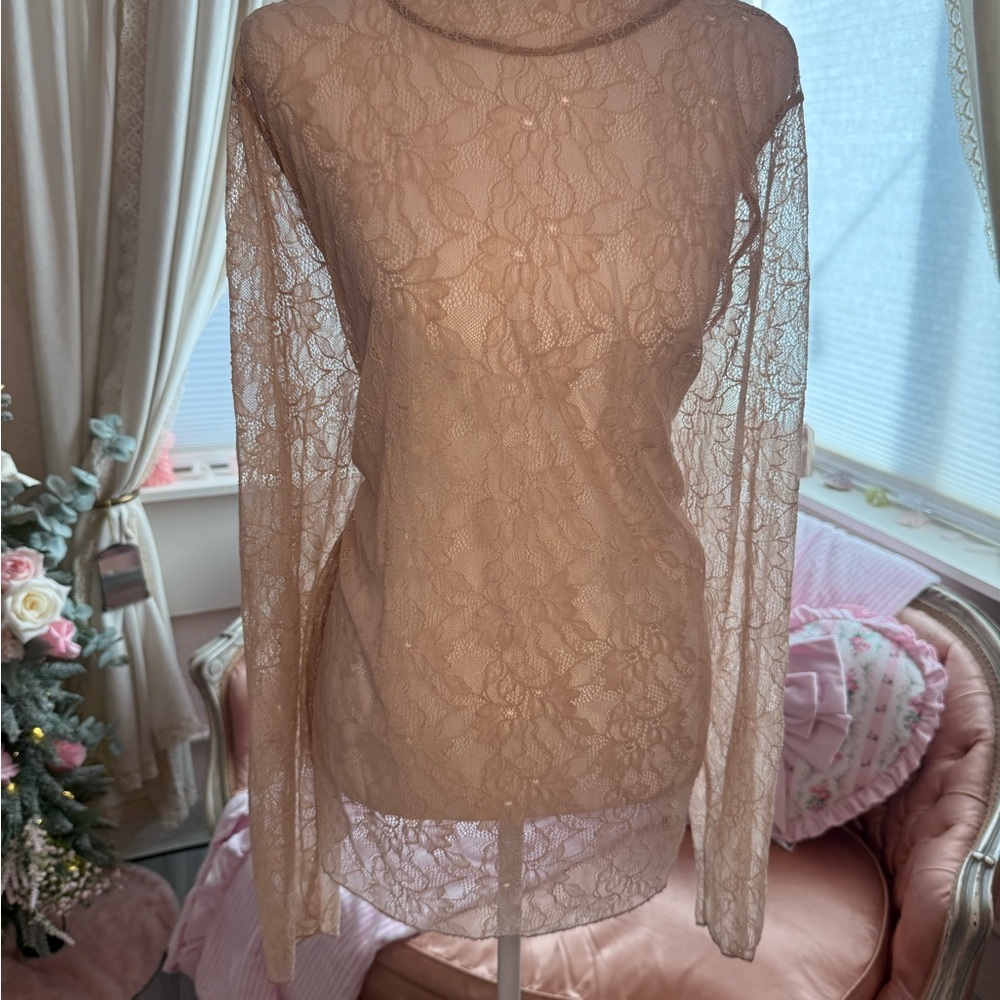 Anthropologie Blush Lace Top